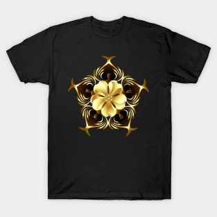 Unique Brown And Gold Flower T-Shirt